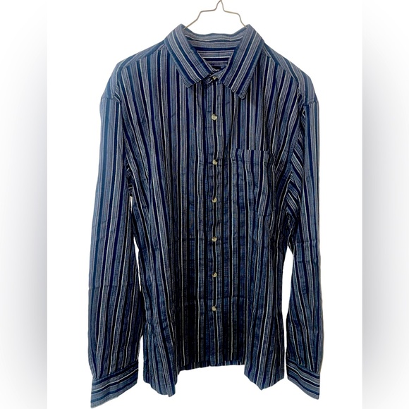 Kuhl Long Sleeve Button Down Shirt Blue, Gray, Black and White Stripes LARGE - Picture 3 of 11